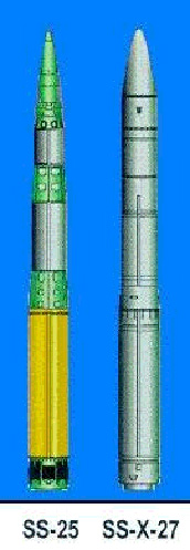Рис. 33. МБР РТ-2ПМ (SS-25) и "Тополь-М" (SS-X -27)